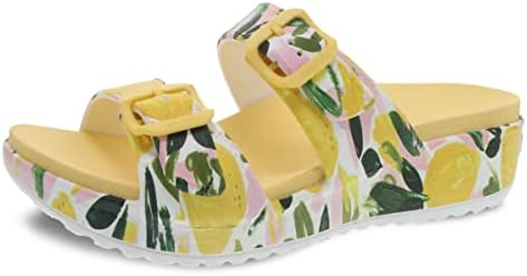 Dansko Kandi Slip-On Adjustable Sandal for Women – Lightweight and Durable, Easy Clean Molded EVA –Natural Arch technology for Added Support Lemons 6.5-7 M US