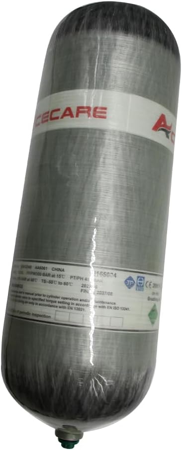 GREOENEL Amor 4500Psi High Pressure Composite Cylinder Scuba Tank Carbon Fiber Air Tank 12LCE Approved Pcp Paintball Air Tank Diving Tank（Empty Bottle） M18*1.5