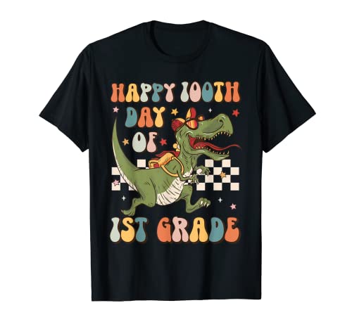 Retro centésimo día de primer grado 100 días de escuela Trex Kids Camiseta