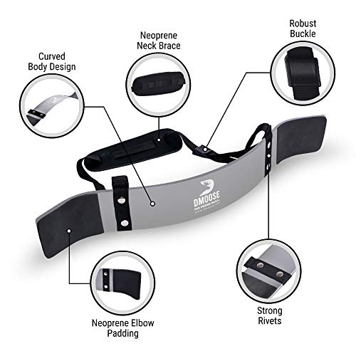 DMoose Arm Blaster for Biceps Triceps Bodybuilding Muscle Strength Gains Workout Equipment Training Contoured Bicep Blaster Isolator Preacher Curling Weight Lifting Adjustable Strap Neoprene Padding