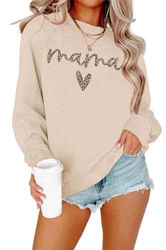 Image of Dressmine Womens Casual Long Sleeve Crewneck Loose Mama Sweatshirt Graphic Shirts Pullover Tops