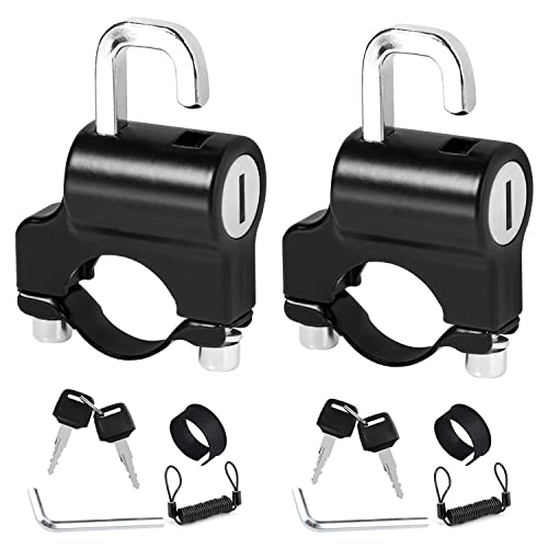 2 pièces Serrure de Casque de Moto Noir, Antivol Guidon Verrouillage de Casque, Antivol de Casque Universel avec Clés, Verrou de Casque Antivol convient pour 22mm-28mm Guidon de Moto