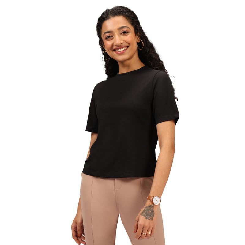 BlissClub Womens Cotton Regular Fit Pro High Neck Top