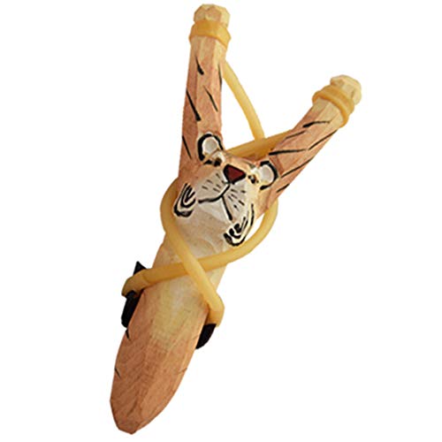 Liaozy888 1pcs/Set Tiger Shape Wood Carving Outdoor Hunting Catapult Slingshots Game for Kids and Adult