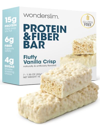 Wonderslim High Fiber Protein Bars, Low Calorie, Fluffy Vanilla Crisp, 7ct