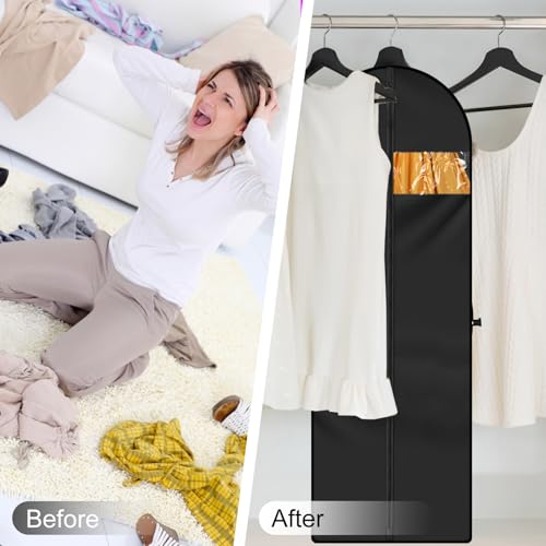 Miniatura 5 de 60 X 180 Cm Funda Ropa Plegable, Portatrajes Largos, Transpirable Bolsas De Ropa Fundas Con Cremallera Para Vestidos Largos, Vestido De Novia, Trajes, Abrigos, Negro 1pcs