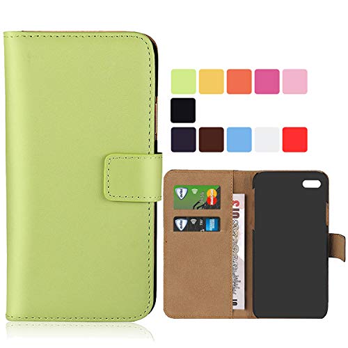 HSW Étui en Cuir avec Rabat pour iPhone 7/8, Vert Cover