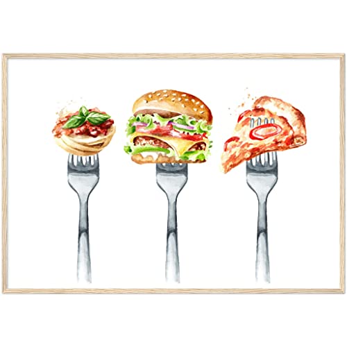 Fast Food cadre en bois pour grand mur vide : affiche d'art moderne 70 x 100