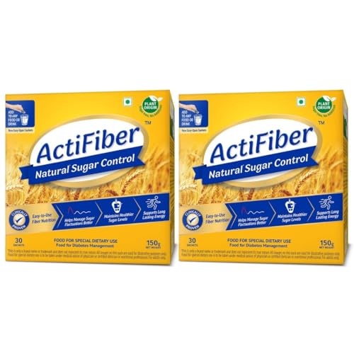 Image of ActiFiber Natural Sugar Control | Food for Special Dietary Use for Diabetes Management | Manage Blood Sugar Fluctuations Better | Clinically Proven | Plant Origin | Easy to Use (150Gms Pack of 2, 60 Sachets)