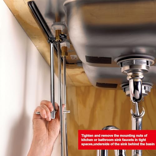 HAUTMEC 11Inch(280mm) Basin Wrench Sink Faucet Wrench for Tight Spaces with 3/8" to 1-1/4"(10-32mm) Capacity Adjustable Tap Spanner Set Plumbing Wrenches Tools for Faucet Hex Nuts Under Sink, PL0024 2 HAUTMEC 11Inch(280mm) Basin Wrench Sink Faucet Wrench for Tight Spaces with 3/8" to 1-1/4"(10-32mm) Capacity Adjustable Tap Spanner Set Plumbing Wrenches Tools for Faucet Hex Nuts Under Sink, PL0024 - Image 2