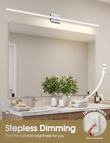 Image of VOLISUN Modern Bathroom Vanity Light 55 inch, Rotatable, 36W Dimmable 5CCT Led Bathroom Light Fixture Over Mirror, Chrome Vanity Light for Bathroom Mirror Cabinets-ETL Certificated