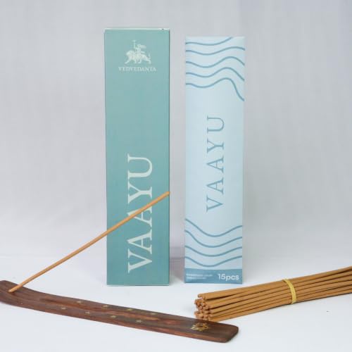 Image of Vaayu Luxury Incense Sticks | 60 Bambooless Incense Sticks | Pure Sheesham Wood Stand | Long Lasting Fragrance | Complete Sensory Journey | Ethically Crafted | Pack of 1