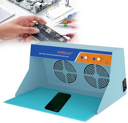 Vertical Laminar Flow Hood, Clean Bench for Mobile Phone Repair, Double Fan Workstation, Adjustable Light Brightness