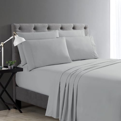 Cathay Home Queen Sheet Set, Micro Caress 90GSM, Light Gray