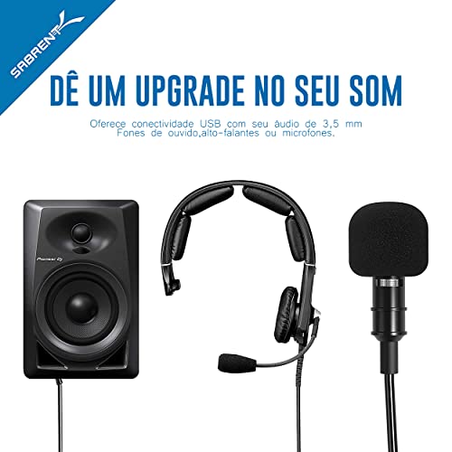 Sabrent Adaptador Placa de Som USB Estéreo Externa para Windows e Mac. Plug and play sem necessidade