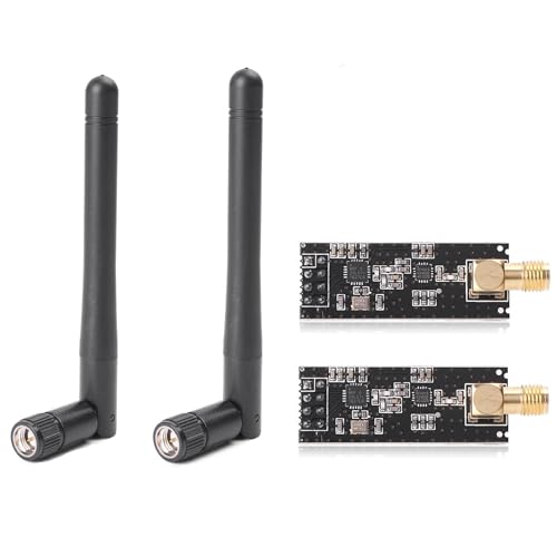 Hexonix NRF24L01+ PA+LNA 2.4GHz Wireless Transceiver Module with SMA Antenna – 1000M Long-Range Communication, Multi-Channel Power Amplifier RF Module (Black) - Pack of 2