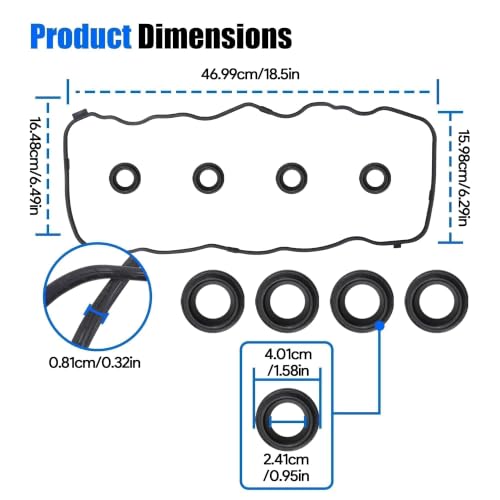 Image of VS50741R Engine Valve Cover Gasket Set Compatible with 2006-2015 Honda Civic 2016-2017 HR-V 2013-2015 Acura ILX 1.8L 2.0L L4 Replace # 12341RNAA01