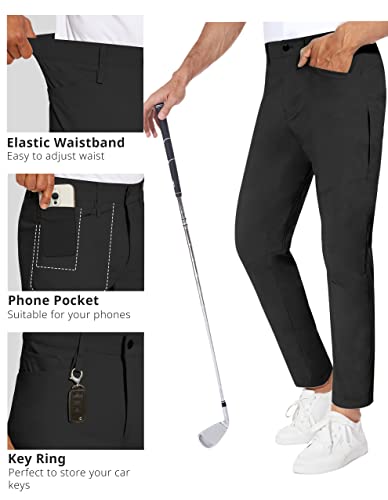 Puli Work Business Pants For Men Lightweight Golf Slim Fit Stretch Casual Flat Front Dress Outdoor Fishing Pants Black 34 #TOP1