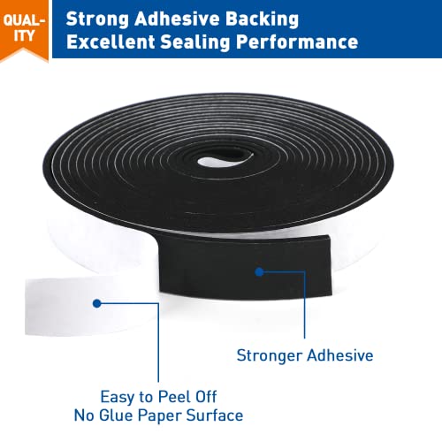 Magzo Weather Stripping Door Seal 1 Inch W X 1/8 Inch T, Wide Foam Tape For Air Conditioner Insulation, Total Length 33 Feet (16.5Ft X 2 Rolls) #TOP2