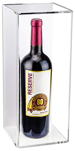 Better Display Cases Acrylic Wine Bottle Display Case with White Back and Wall Mount (Vertical or Horizontal) - 5.5" L x 5.5" W x 13.25" H (A017/D02)