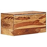 Esta caja de almacenamiento está hecha de madera maciza de sheesham. El sheesham es una madera dura tropical, famosa por sus ricas vetas y también conocida como palo de rosa o palisandro.