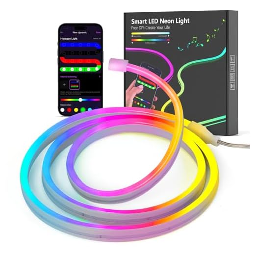 Kangtaixin Neon Ruban LED 1m, RGB Bande LED avec Contrôle APP Contrôle, Flexible Étanche Découpable Synchronisation Musicale Bandeau Lumineuse Led pour Intérieur Déco Maison
