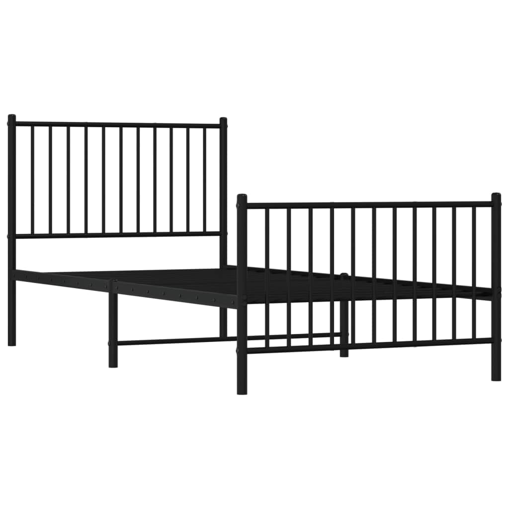 Malowana proszkowo stal Klasyczna rama z listwami Czarny 90x200 cm