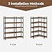 Rolanstar Bookshelf 5 Tier with 4 Hooks, Reversible Corner Bookshelf, 65