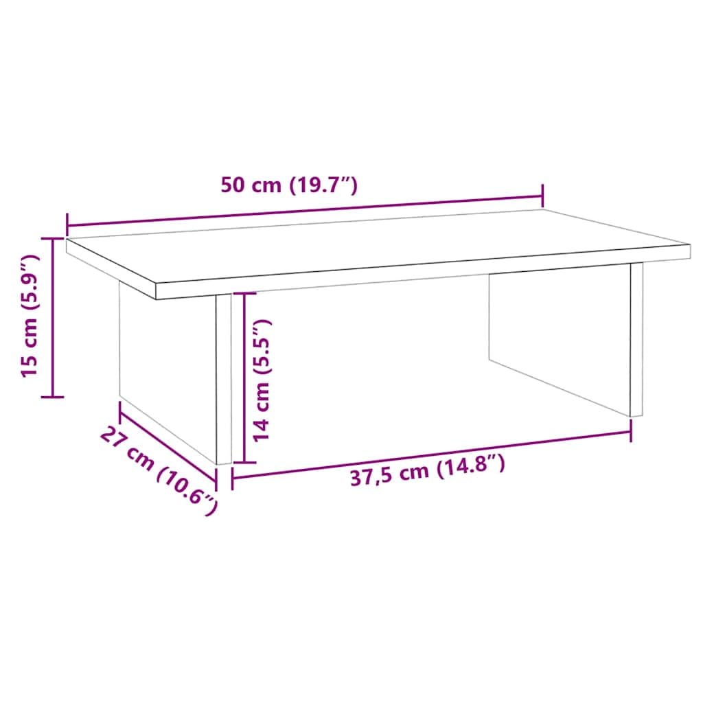 Supporto per monitor bianco in legno di pino massiccio, 50 x 27 x 15 cm, ergonomico, stabile, salvaspazio, per scrivania per computer, scrivania, tavolo da gioco in casa e soggiorno