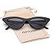GIFIORE Cat Eye Sunglasses for Women Polarized, Vintage Retro Narrow Cateye Frame Sun Glasses (Black Frame Grey Polarized Lens)