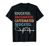 Photo Gallery educato vaccinato caffeinato dedicato divertente infermiera regalo maglietta Photo Gallery educato vaccinato caffeinato dedicato divertente infermiera regalo maglietta