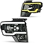 DWVO Headlights Assembly Compatible with 2009 2010 2011 2012 2013 2014 Ford F150 F-150 DRL Headlamp with Switchback LED Tube Driver and Passenger Side Smoke Lens