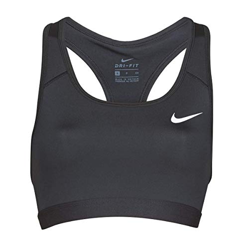 Nike Women\'s Medium Support Non Padded Sports Bra with Band, Black/Black/(White), Medium