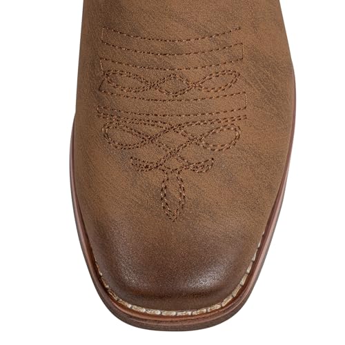 SheSole Women's Cowboy Boots Square Toe Western Cowgirl Mid Wide Calf Embroidered Boots Tan US Size 7 by SheSole - Image 6