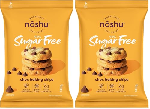 Noshu 95% Sugar Free Choc Baking Chips 140g (Pack of 2)