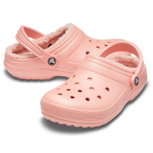 Image of Crocs unisex adult Men's and Women's Classic Lined | Fuzzy Slippers Clog, Melon /Melon, 11 Women 9 Men US
