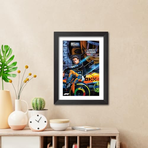 Image of TenorArts Lando Norris Poster F1 Driver Posters Formula One Photo Frame Painting with Matt Finish Dark Texture (12 inches x 9inches)