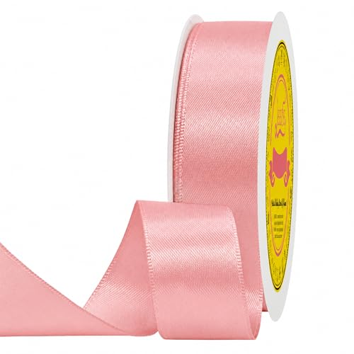 Image of Double Face Dusty Pink Satin Ribbon 7 /8 Inch X 100 Yards Polyester Ribbon for Gift Wrapping Very Suitable for Weddings Party Hair Bow Invitation Decorations and More