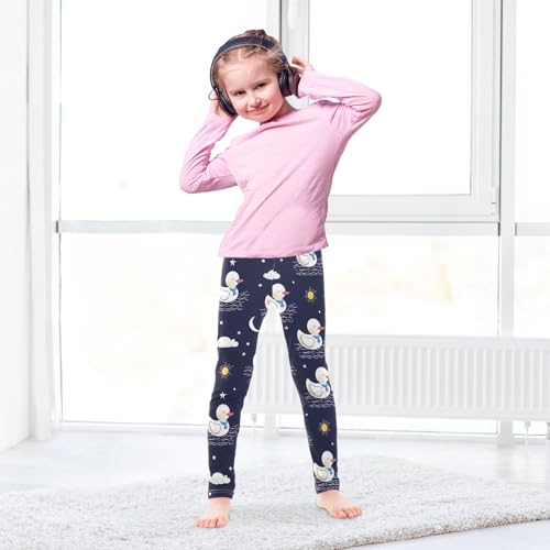 Cute Duck Cloud Sun Girls Leggings Soft Stretch Workout Yoga Dance Pants for Kids Casual Tights4