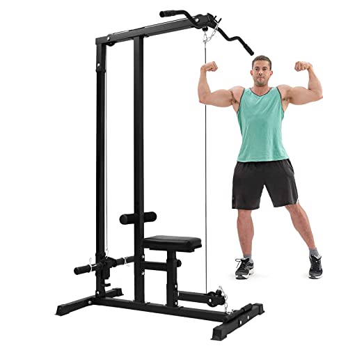 Cleanclo LAT Pull Down Machine Low Row Cable Fitness Exercise Body Workout Strength Training Bar Machine for Functional Home Gym