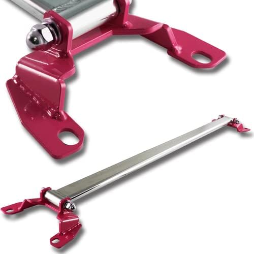 Aluminum JDM Polished Rear Upper Tower Brace Strut Bar Compatible with 2015-2020 Subaru WRX/WRX STI, 2016 2017 2018 2019 (Pink)