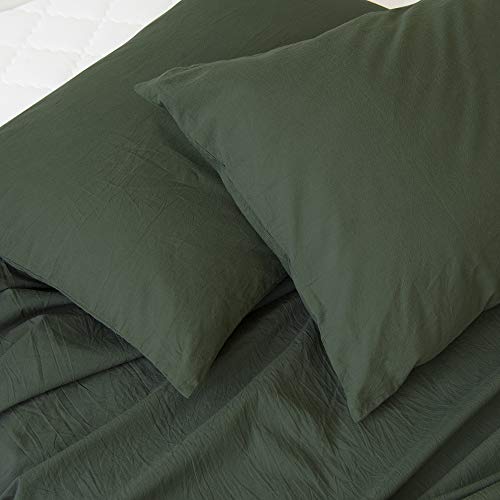 Mkxi Olive Green Duvet Cover Queen Size Soft Prewashed Cotton Bedding Set 3 Pieces, 1 Duvet Cover 90X90 Inches With Zipper And 2 Pillowcases #TOP1