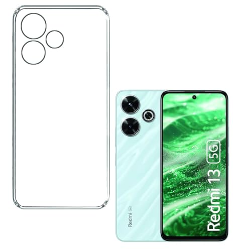 Image of Amazon Brand - Solimo Clear Back Cover Case for Redmi 13 | Shock Proof Design | Transparent Back Cover for Redmi 13 (TPU, Transparent)