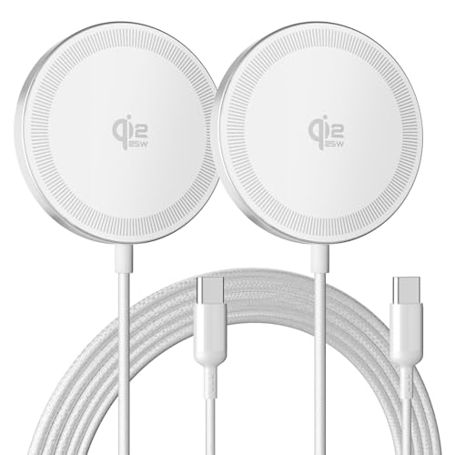 25W Magnetic Wireless Charging Pad: Qi2.2 Qi2 MagSafe Fast Charger for Google Pixel 10 iPhone 17 16 Pro Max 16e 15 14 13 12 AirPods & Samsung Galaxy Series Gift Ideal for Desk & Travel (White, 2Pack)