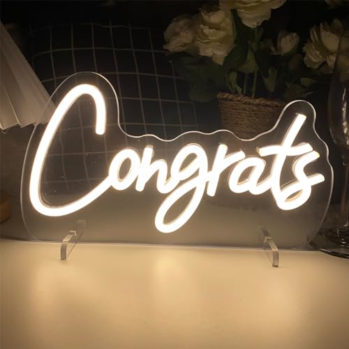 Image of Congrats Table Number Neon Sign Desk Lamp Night Light Wedding Letter LED Neon Sign Wedding Table Decorations Neon Light Shop Bedroom Home Room Decor Christmas Party Warm White USB 30x16.5 CM