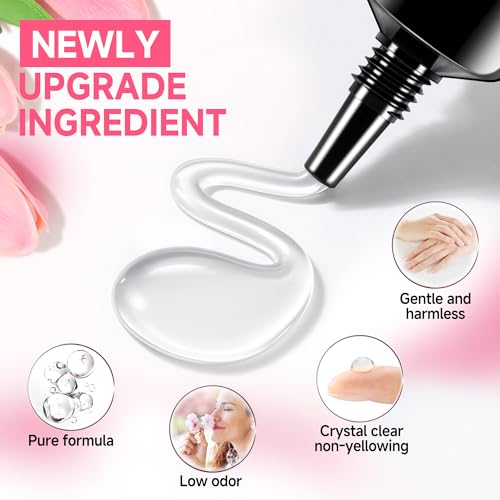 Image of UNA GELLA Semi Solid Nail Glue for Press Ons Lamp-Free 10ml and Soak Off Gel Nail Glue Remover for False Acrylic Nails 12ml, Super Strong G lue Quick Removal Kit