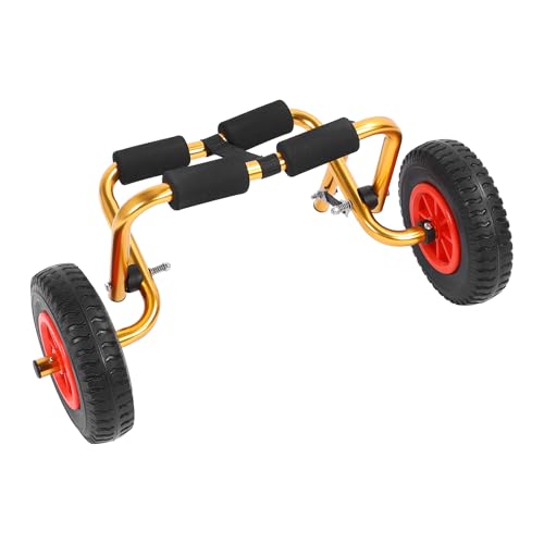 Chiyyak Canoe Car Carrier with Sturdy Tires, 10 Inch, Adjustable and Foldable, Made of Aluminum, Universal Fit for Small Kayak Boats