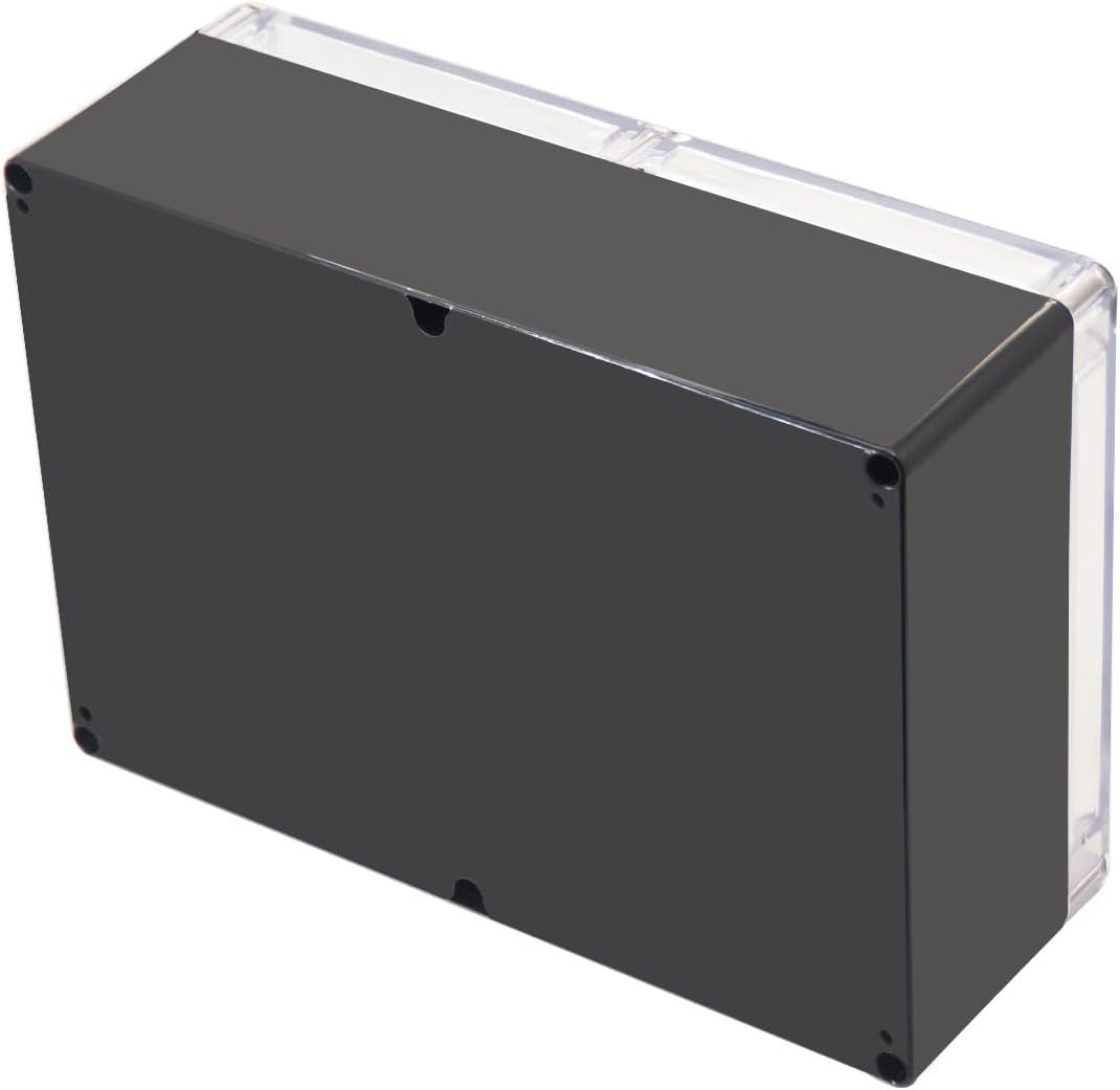 Project Box IP65 Waterproof Junction Box ABS Plastic Black Electrical Boxes DIY Electronic Project Case Power Enclosure Clear Cover 11.42”x8.27“x3.94