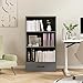 Tangkula 3 Tier Bookcase with Drawer, 42.5”Tall Freestanding Bookshelf with 3 Open Shelves & 1 Drawer, Anti-toppling Devices, Modern Display Storage Organizer for Home Office (Grey, 42.5