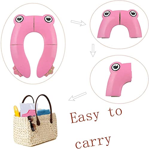 Image of Zollyss Toilet Potty Training Seat Cover, Travel Toilet Seat, Folding Non Slip Silicone Pads, Travel Portable Reusable Kids Toddlers Boys Girls, Carry Bag